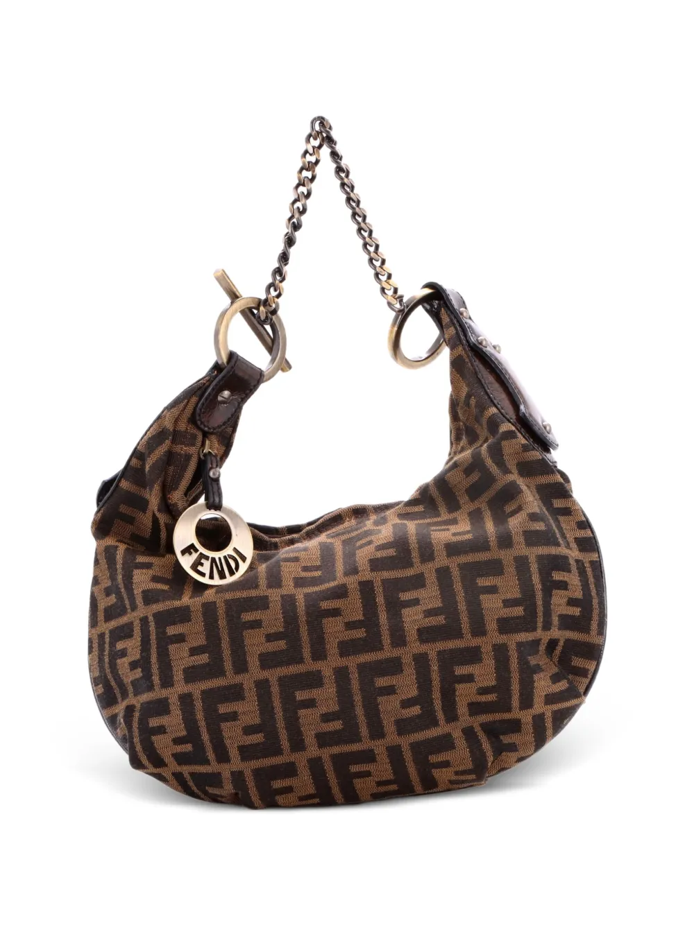 Fendi Pre-Owned Chef Chain Zucca Canvas Mini hobo bag - Marrone