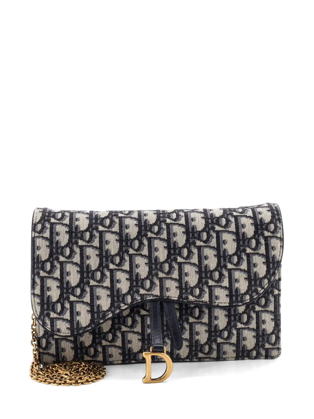 Christian Dior Pre-Owned Saddle Pouch Wallet on Chain Oblique Canvas crossbody bag - Blu