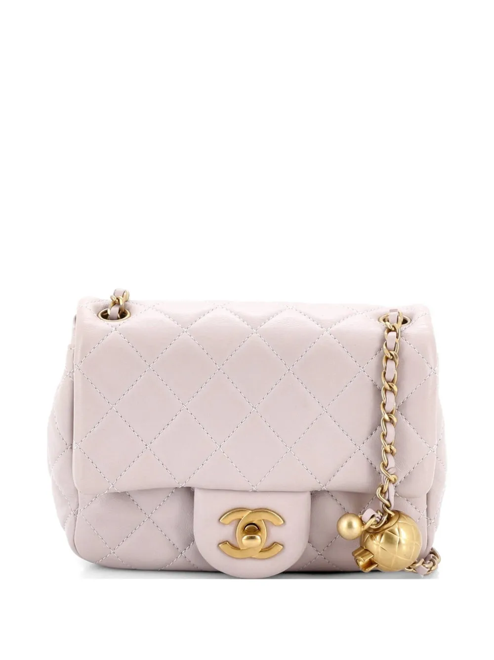 CHANEL Pre-Owned Pearl Crush Square Flap Bag Quilted Lambskin Mini crossbody bag - Purple