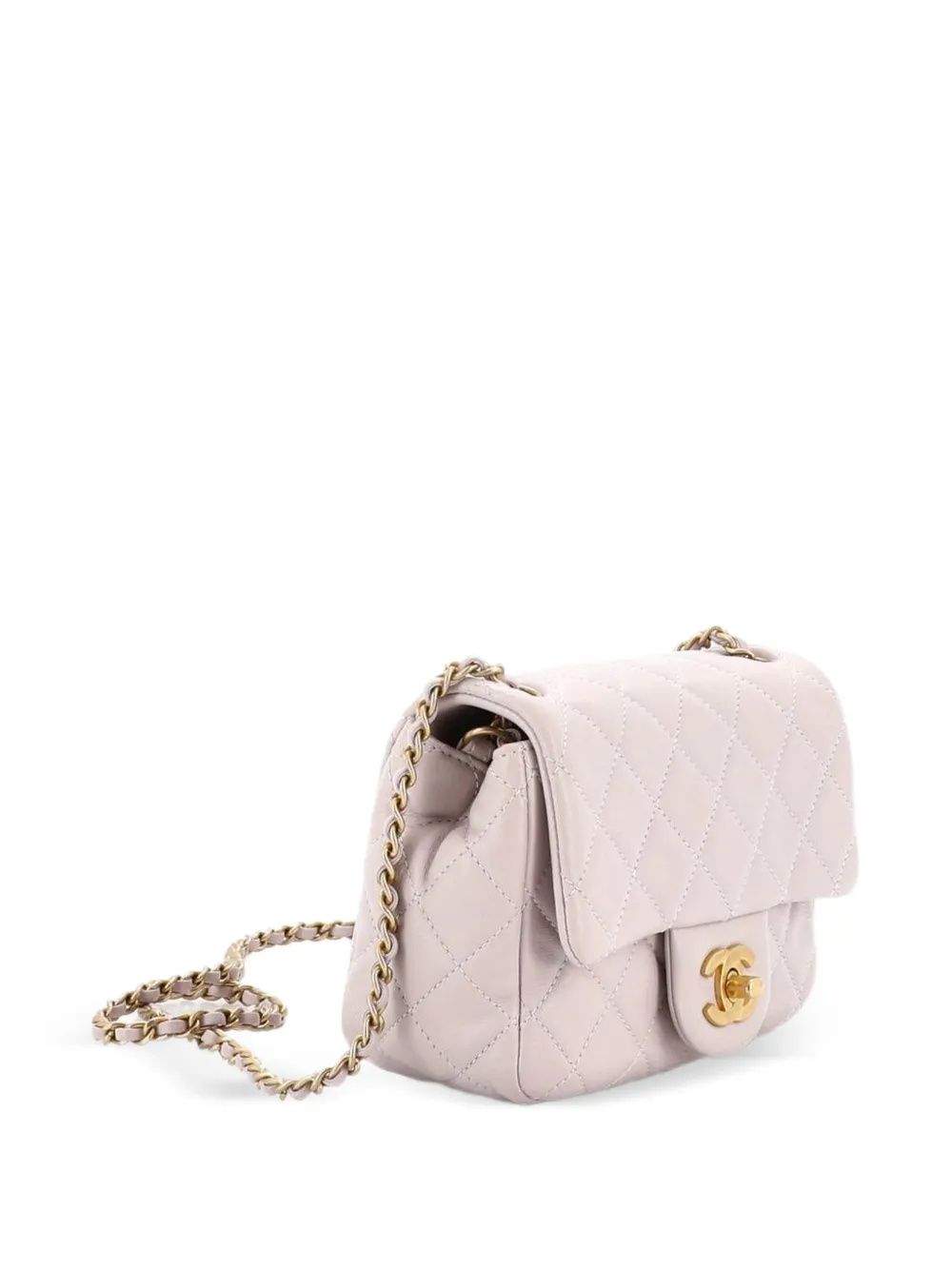  Chanel Pre-owned Borsa A Tracolla Pearl Crush Mini In Pelle Di Agnello Trapuntata Con Battente - Viola 