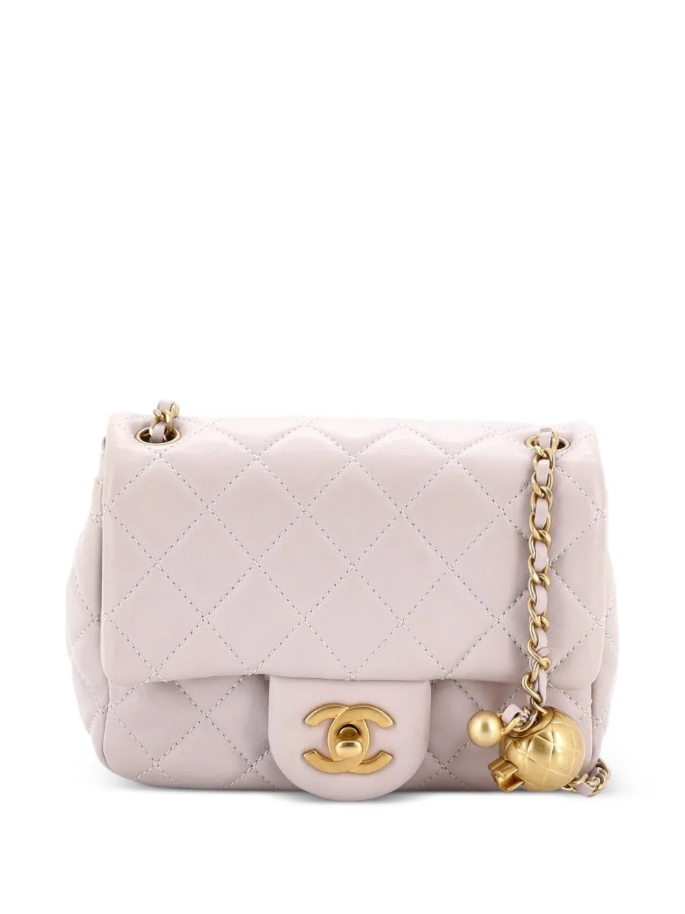 CHANEL Pre-Owned Pearl Crush Square Flap Bag Quilted Lambskin Mini crossbody bag - Violett