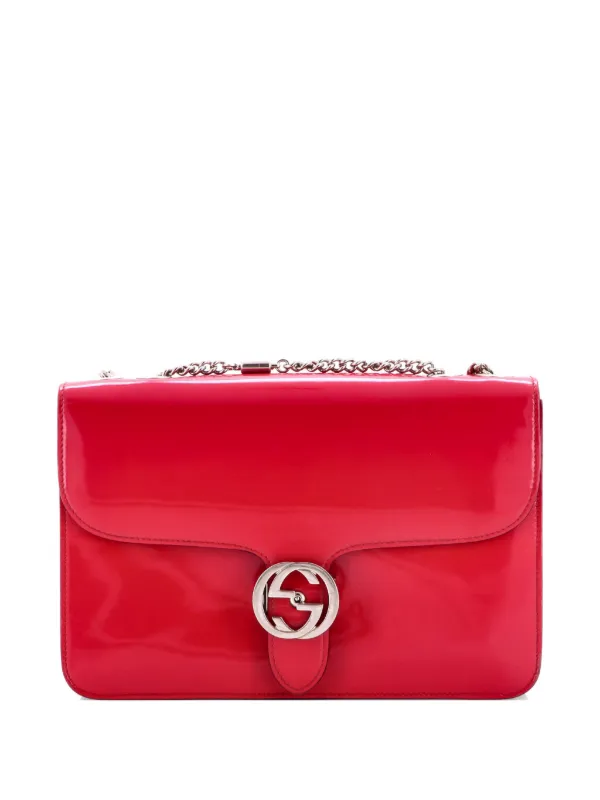Gucci Pre-owned Interlocking Patent Medium Shoulder Bag in Pink