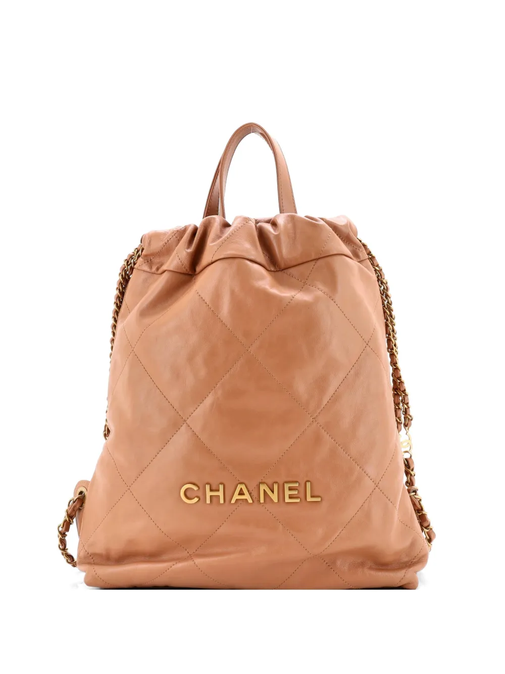 CHANEL Pre-Owned 22 Chain Quilted Calfskin Medium backpack - Marrone