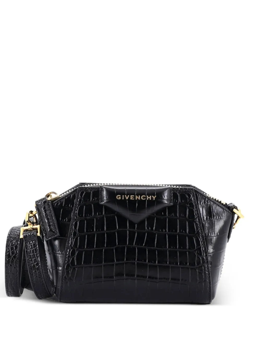 Givenchy Pre-Owned Borsa a tracolla Antigona Nano in pelle goffrata effetto coccodrillo - Nero