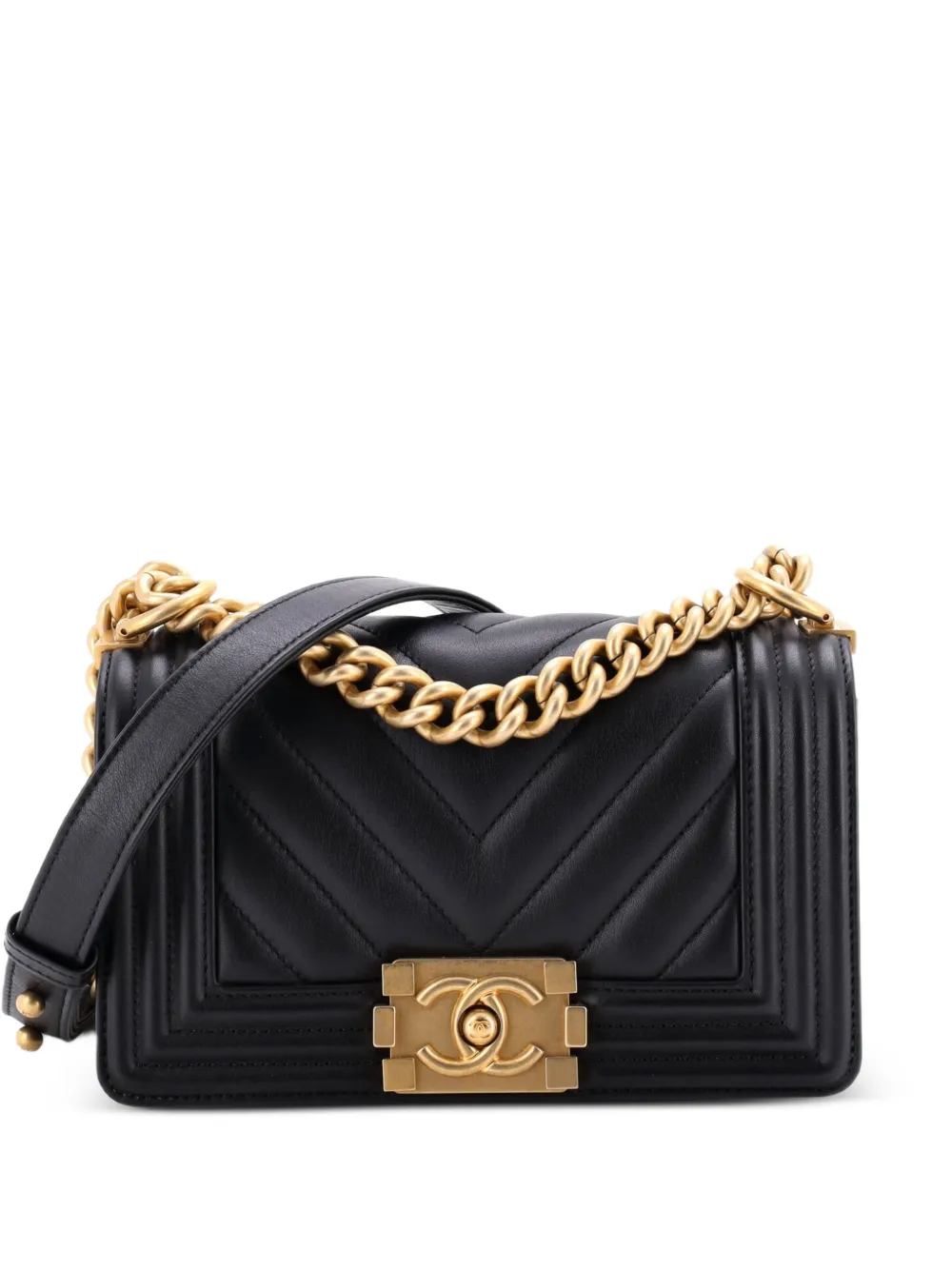 CHANEL Pre-Owned Boy Flap Bag Chevron Lambskin Small shoulder bag - Black