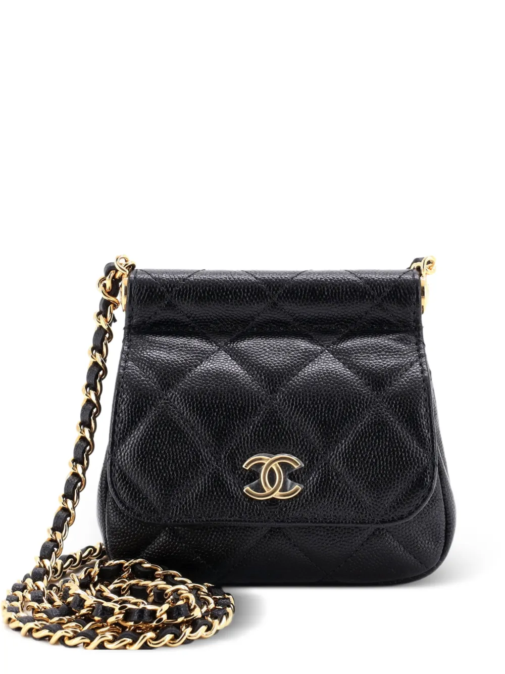 CHANEL Pre-Owned CC Frame Flap with Chain Quilted Caviar clutch bag - Nero