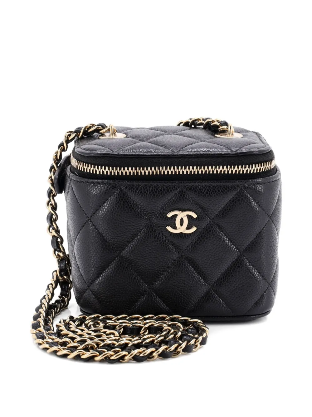 CHANEL Pre-Owned Classic Vanity Case with Chain Quilted Caviar Mini pouch - Nero