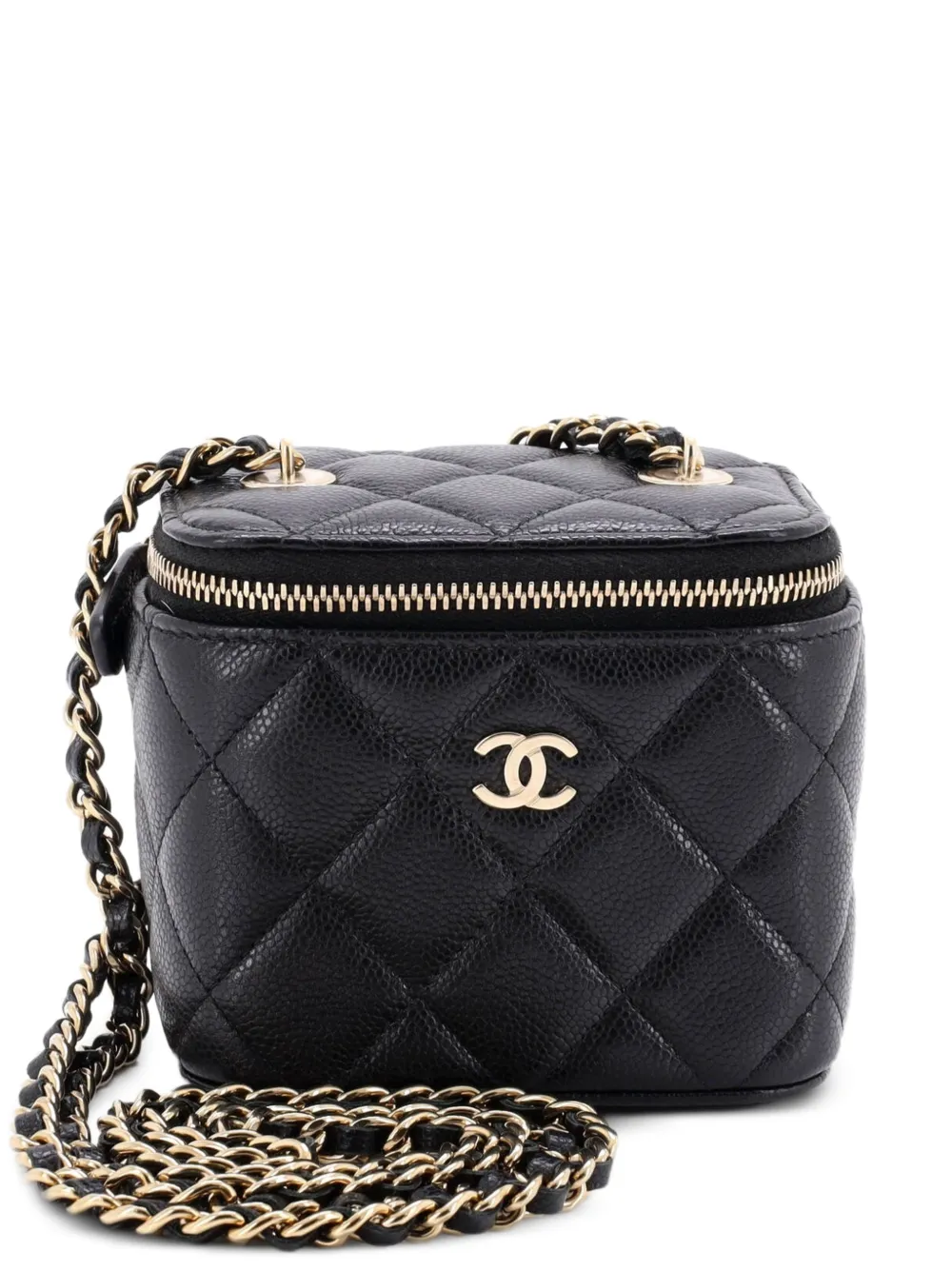 CHANEL Pre-Owned Classic Vanity Case with Chain Quilted Caviar Mini pouch - Nero