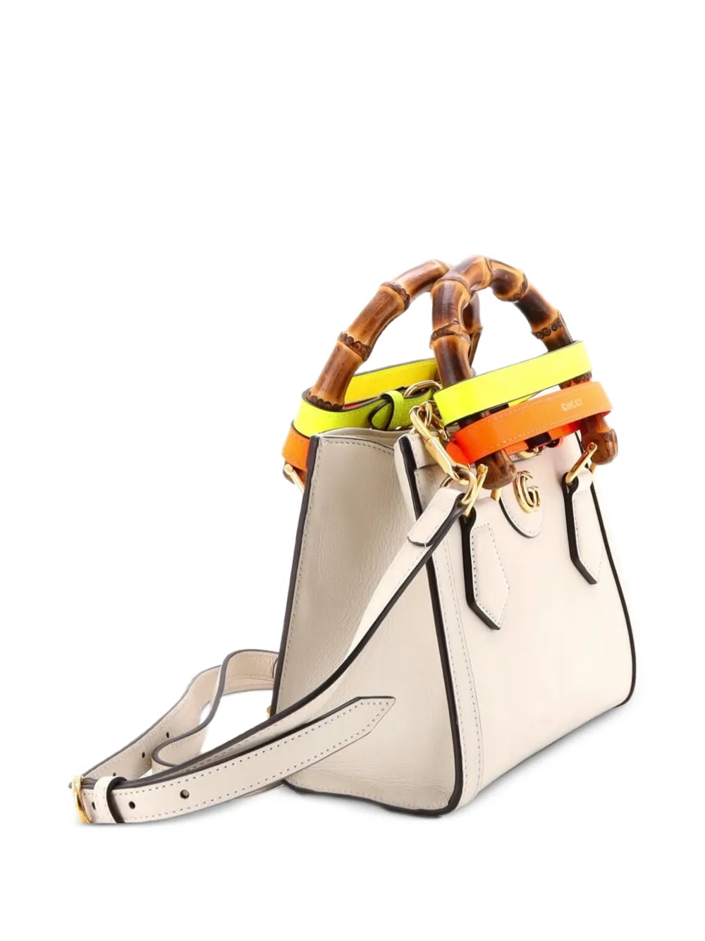 Gucci Pre-owned Diana NM Bamboo Handle Tote Leather Mini Crossbody Bag in Neutrals, view 3