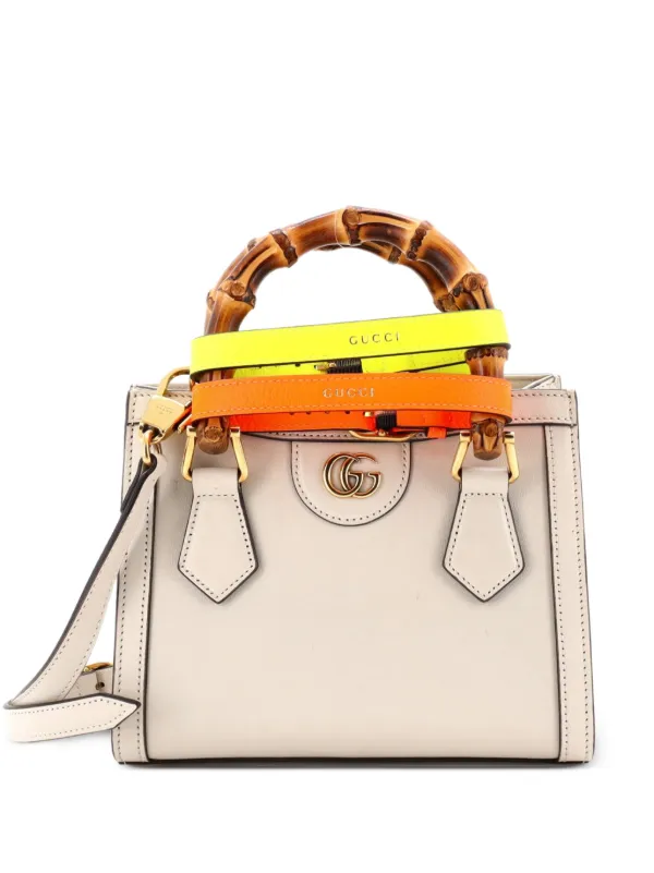 Gucci Pre-owned Diana NM Bamboo Handle Tote Leather Mini Crossbody Bag in Neutrals