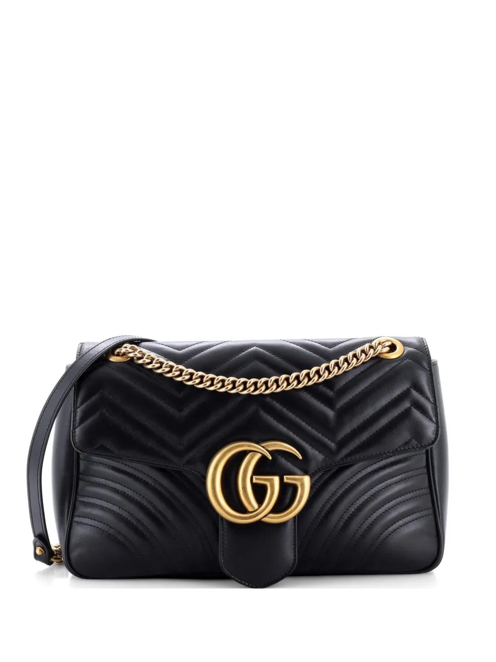 Gucci Pre-Owned GG Marmont Flap Bag Matelasse Leather Medium shoulder bag - Schwarz