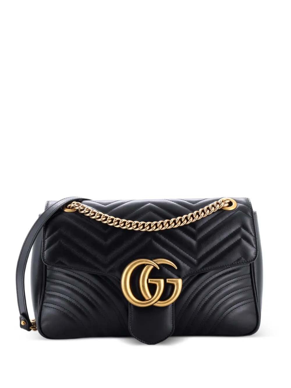 Gucci Pre-Owned GG Marmont Flap Bag Matelasse Leather Medium shoulder bag - Nero