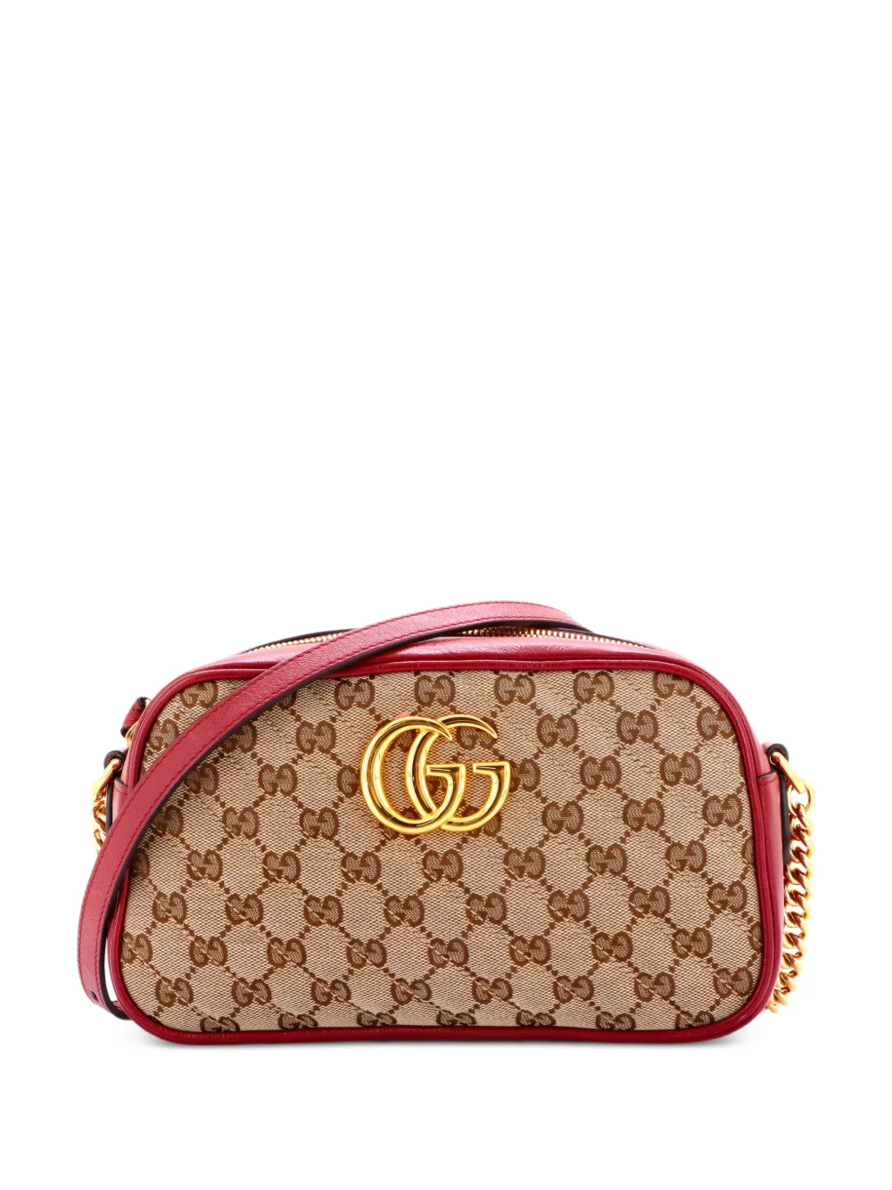 Gucci Pre-Owned GG Marmont Shoulder Bag Diagonal Quilted GG Canvas with Leather Small crossbody bag - Rot