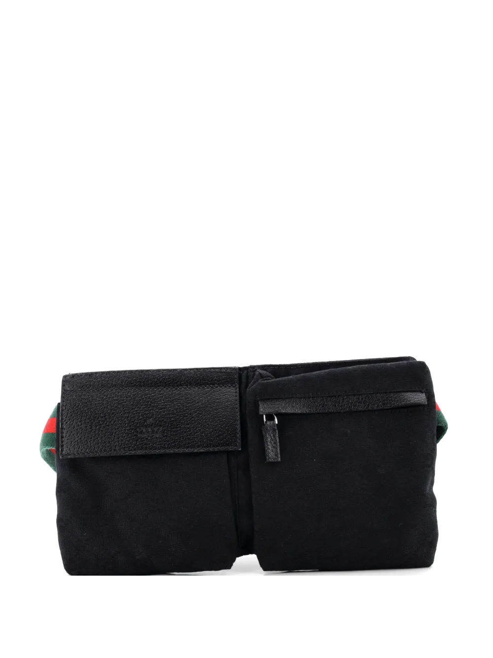 Gucci Pre-Owned Vintage Double GG Canvas with Leather Small belt bag - Black