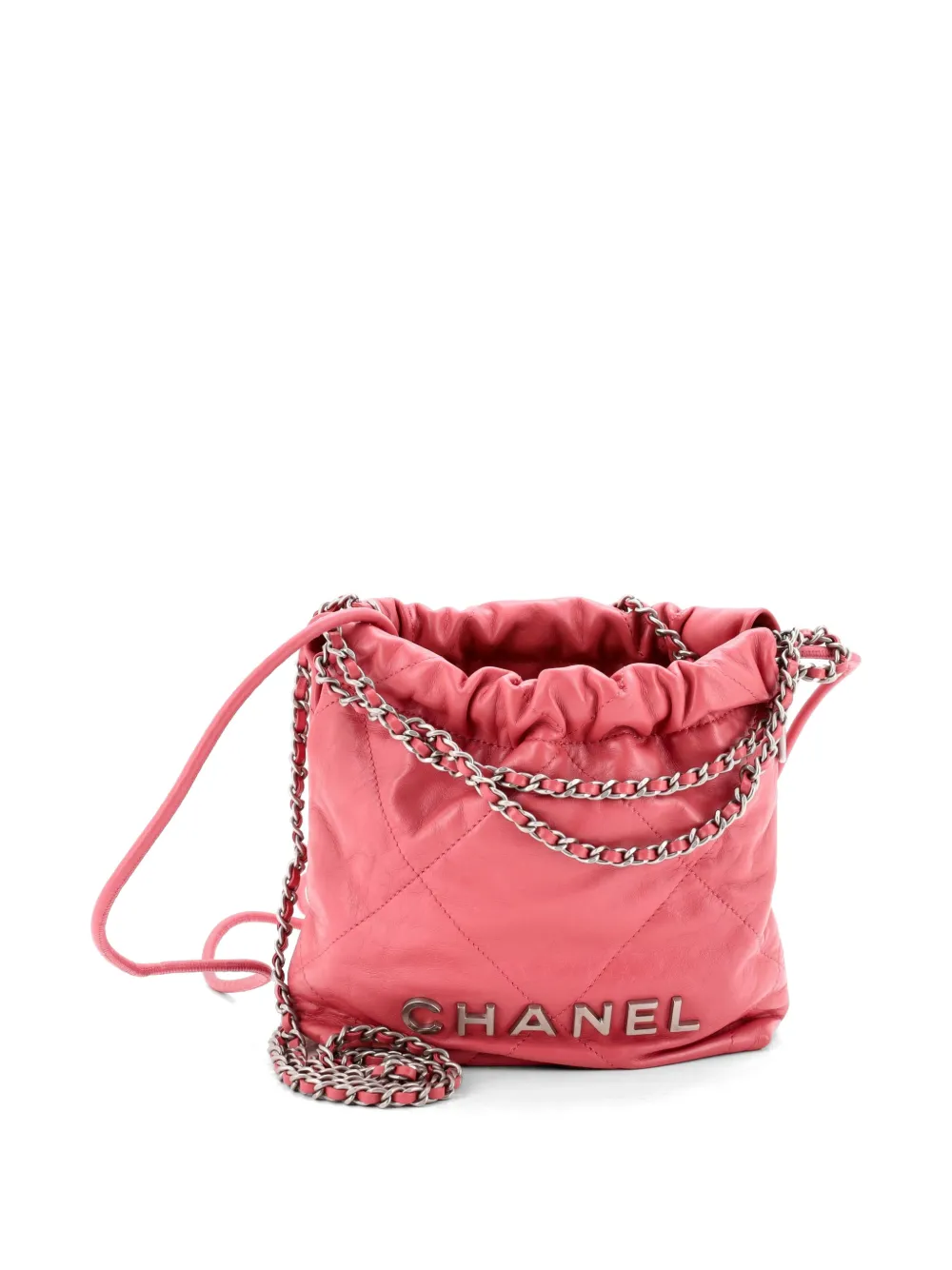 CHANEL Pre-Owned 22 Chain Hobo Quilted Calfskin Mini crossbody bag - Pink
