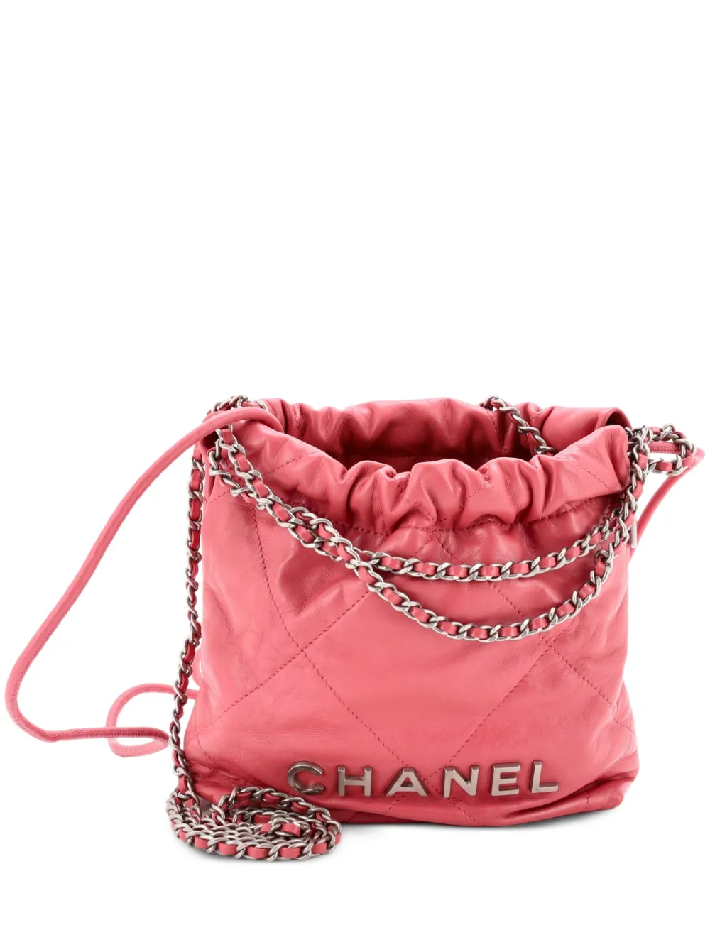 CHANEL Pre-Owned 22 Chain Hobo Quilted Calfskin Mini crossbody bag - Pink