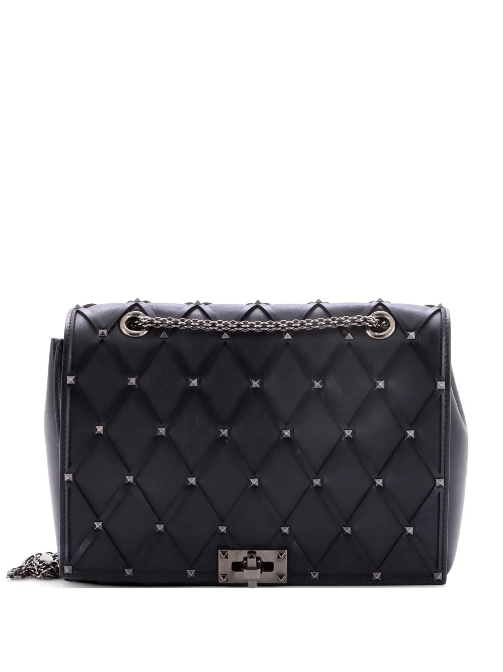 Valentino Garavani Pre-Owned Rockstud Beehive Chain Flap Bag Quilted Leather Medium shoulder bag - Nero