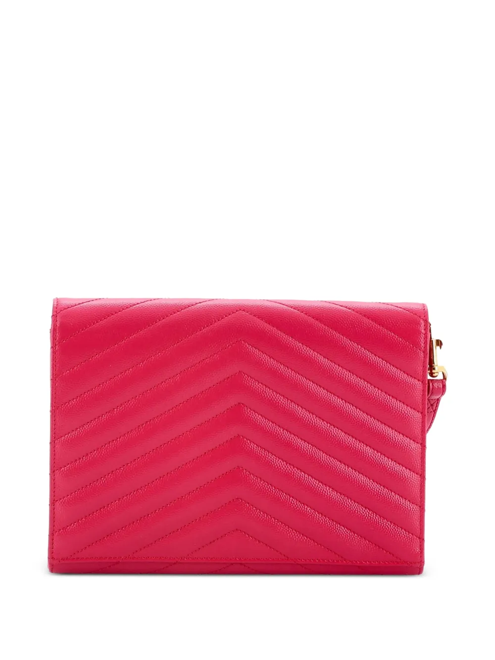  Saint Laurent Pre-owned Clutch Classic Monogram Envelope In Pelle Matelassé Con Motivo Chevron E Cinturino Da Polso - Rosa 