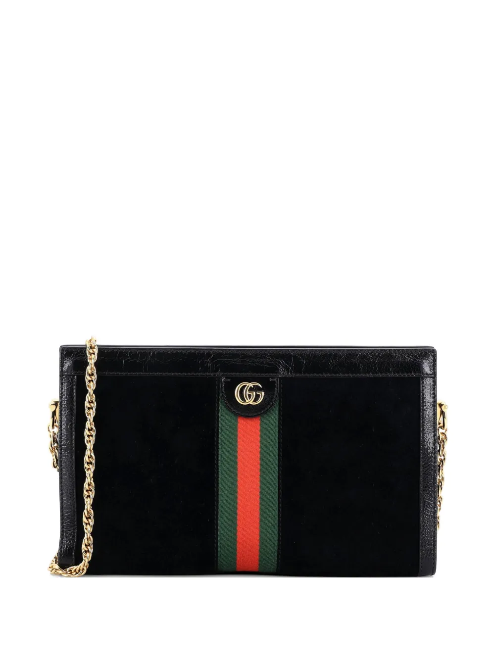Gucci Pre-Owned Ophidia Chain Shoulder Bag Suede Medium crossbody bag - Nero