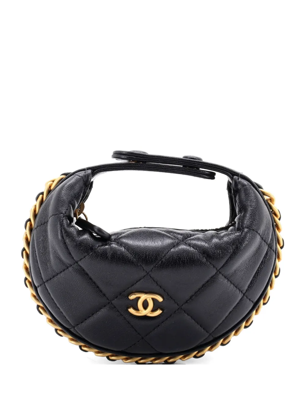 CHANEL Pre-Owned Chain Around Pouch Quilted Lambskin Extra Mini hobo bag - Nero