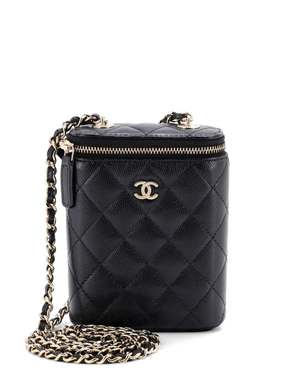 CHANEL Pre-Owned Vertical Classic Vanity Case with Chain Quilted Caviar Small shoulder bag - Nero