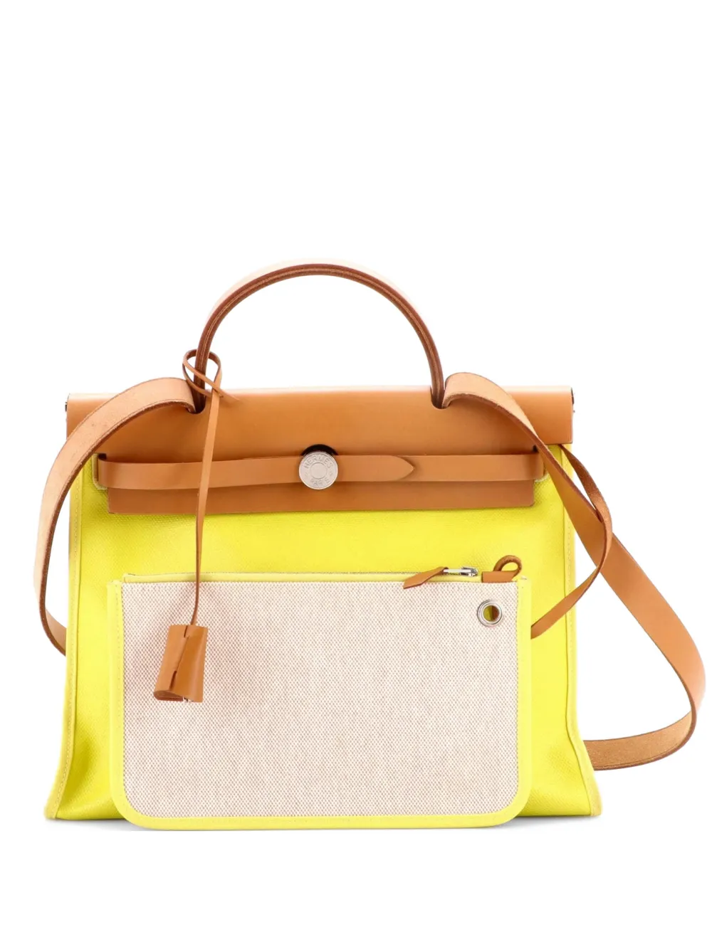 Hermès Pre-Owned Herbag Zip Berline Vache Canvas and Leather 31 shoulder bag - Giallo