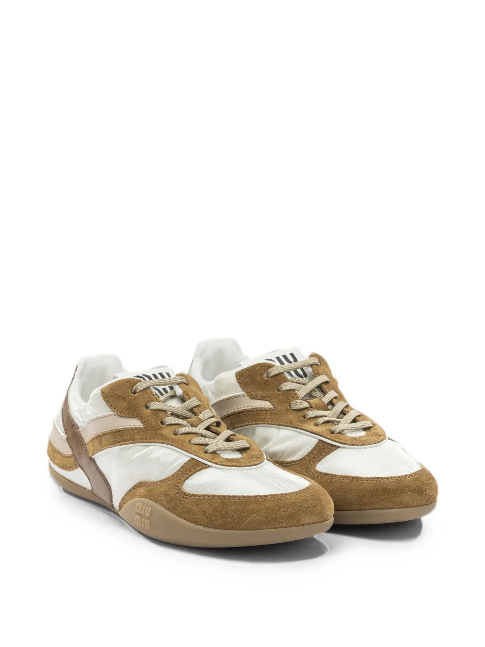 Miu panelled suede-trim sneakers Bruin