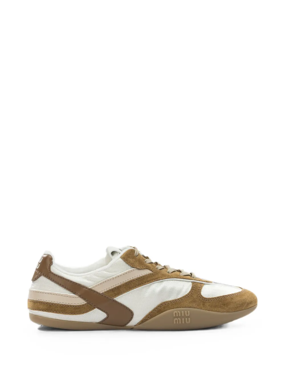 Miu Miu panelled suede-trim sneakers - Marrone