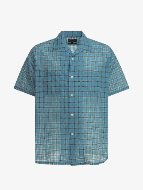 BEAMS PLUS camisa con estampado a cuadros y manga corta