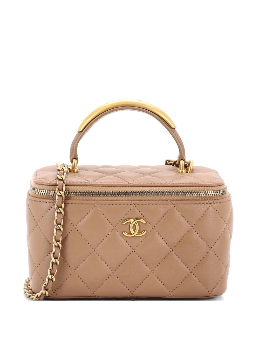 CHANEL Pre-Owned Classic Top Handle Vanity Case with Chain Quilted Lambskin Small crossbody bag - Marrone