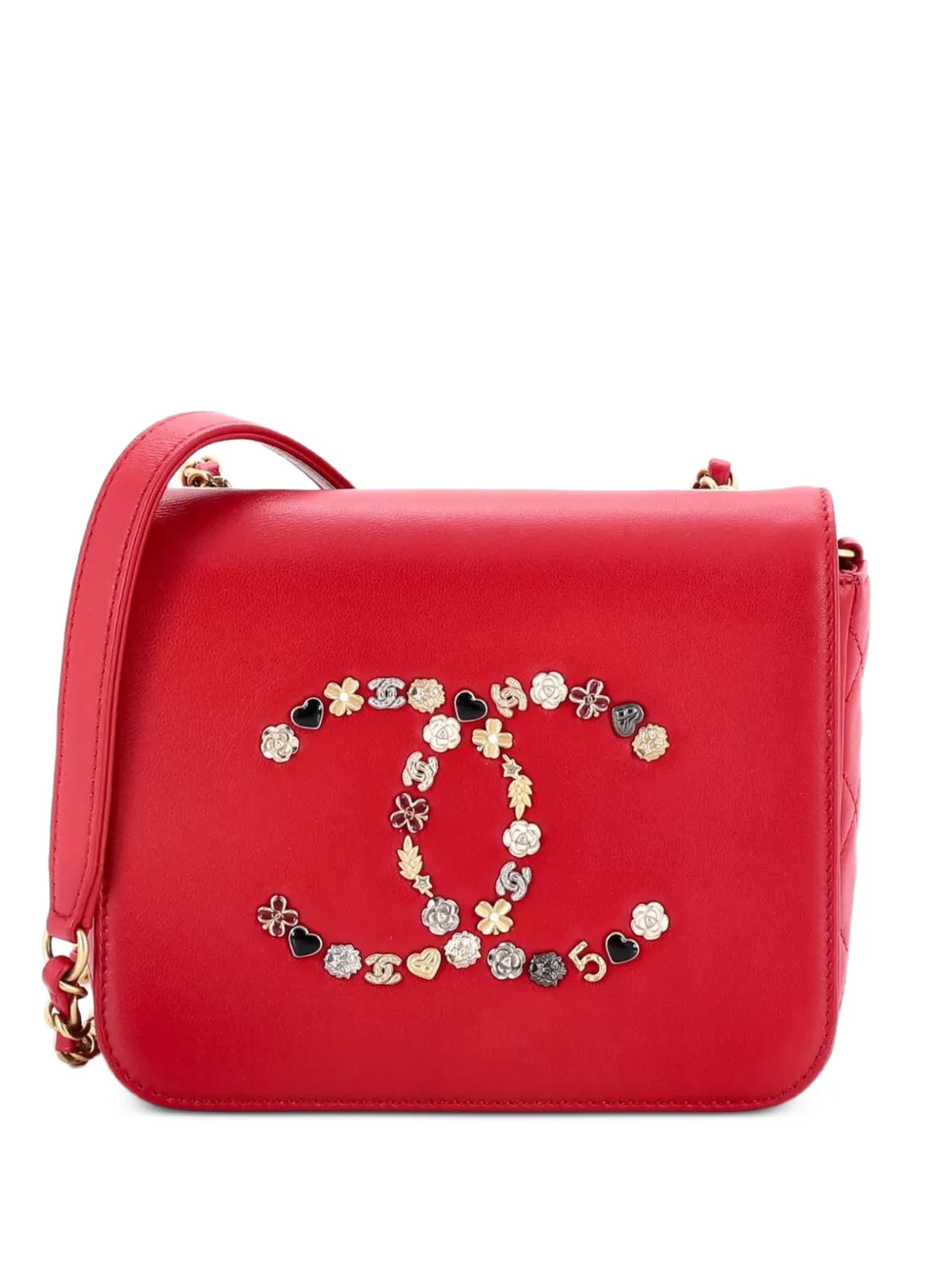 CHANEL Pre-Owned Giant Crystal CC Flap Bag Lambskin Mini crossbody bag - Rosso
