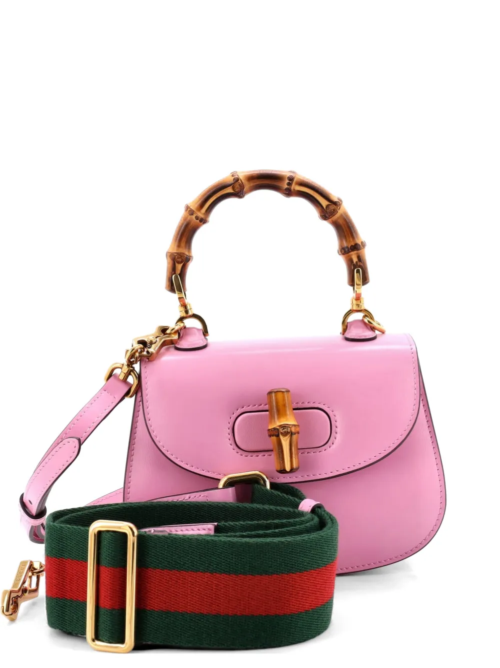 Gucci Pre-Owned Bamboo 1947 Top Handle Bag Leather Mini shoulder bag - Rosa