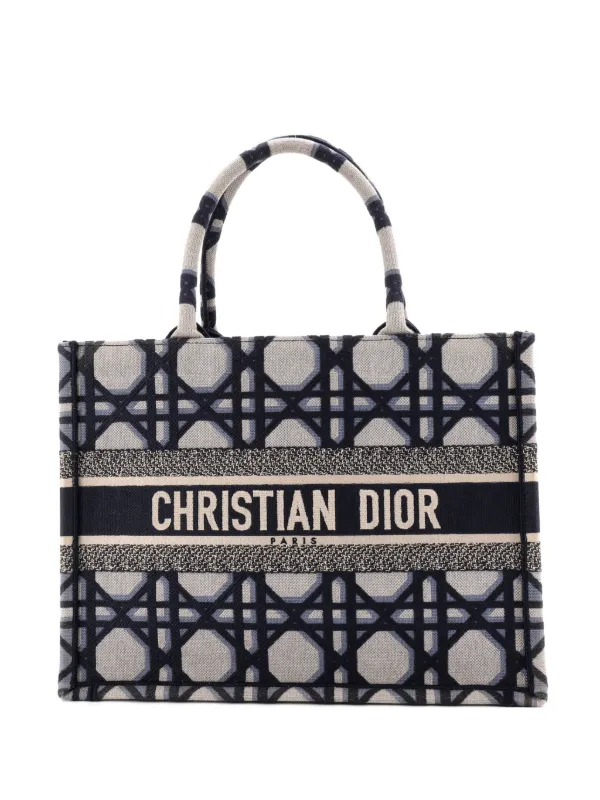 Dior Pre-owned Book Macrocannage Canvas Medium Tote Bag in Blue