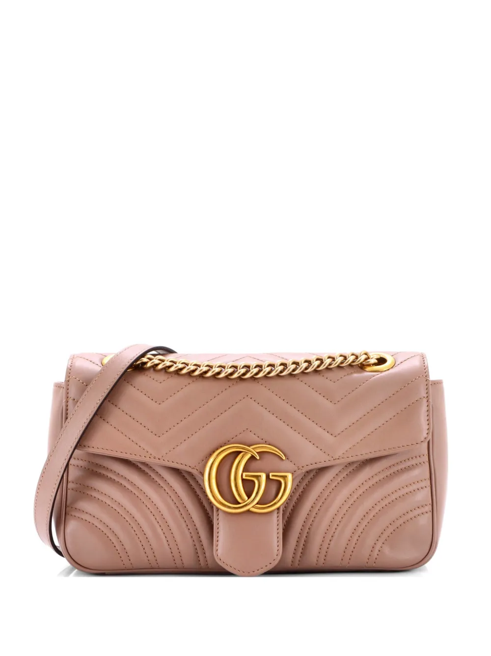 Gucci Pre-Owned GG Marmont Flap Bag Matelasse Leather Small crossbody bag - Nude