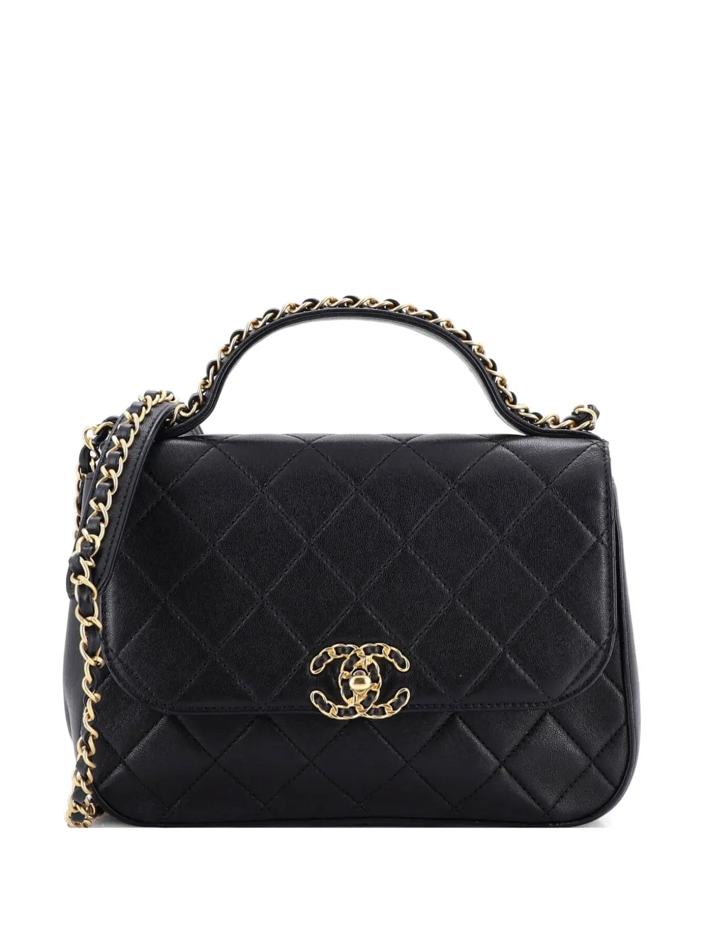 CHANEL Pre-Owned Chain Infinity Top Handle Bag Quilted Calfskin Mini crossbody bag - Nero