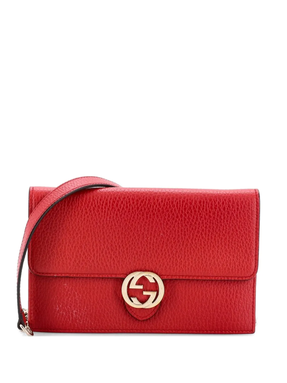 Gucci Pre-Owned Interlocking Wallet on Chain Leather crossbody bag - Rosso