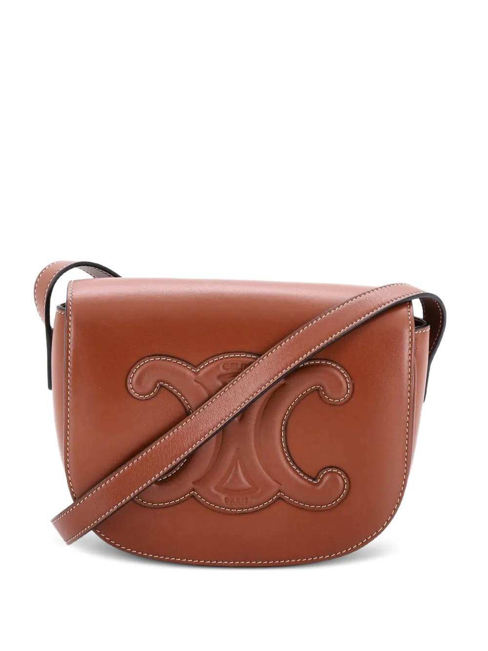 Celine Pre-Owned Cuir Triomphe Folco Bag Leather crossbody bag - Marrone