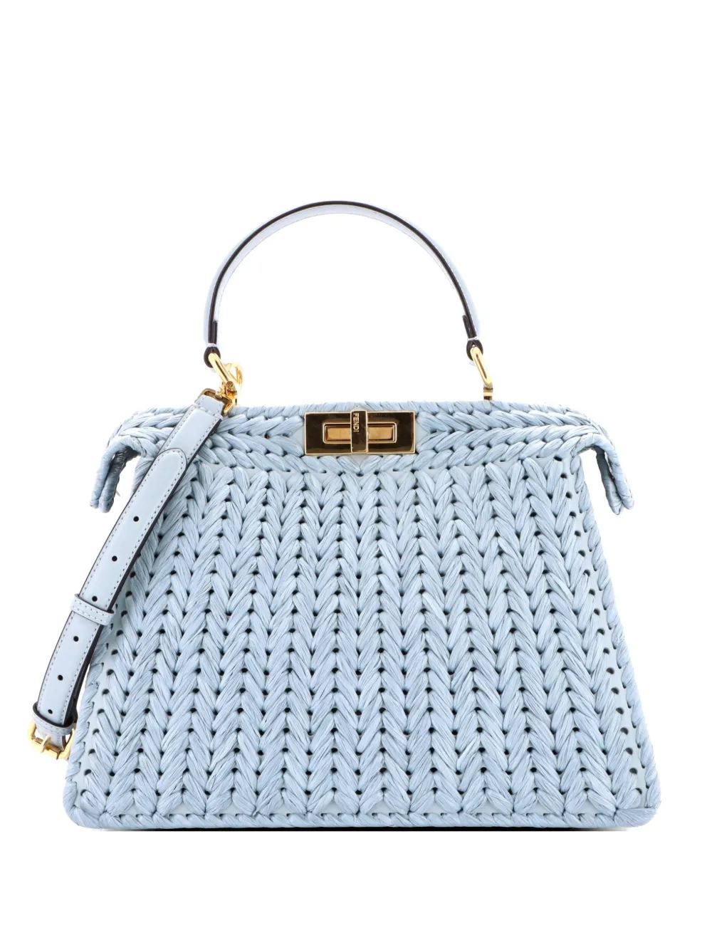 Fendi Pre-Owned Peekaboo ISeeU Bag Raffia Medium satchel - Blu