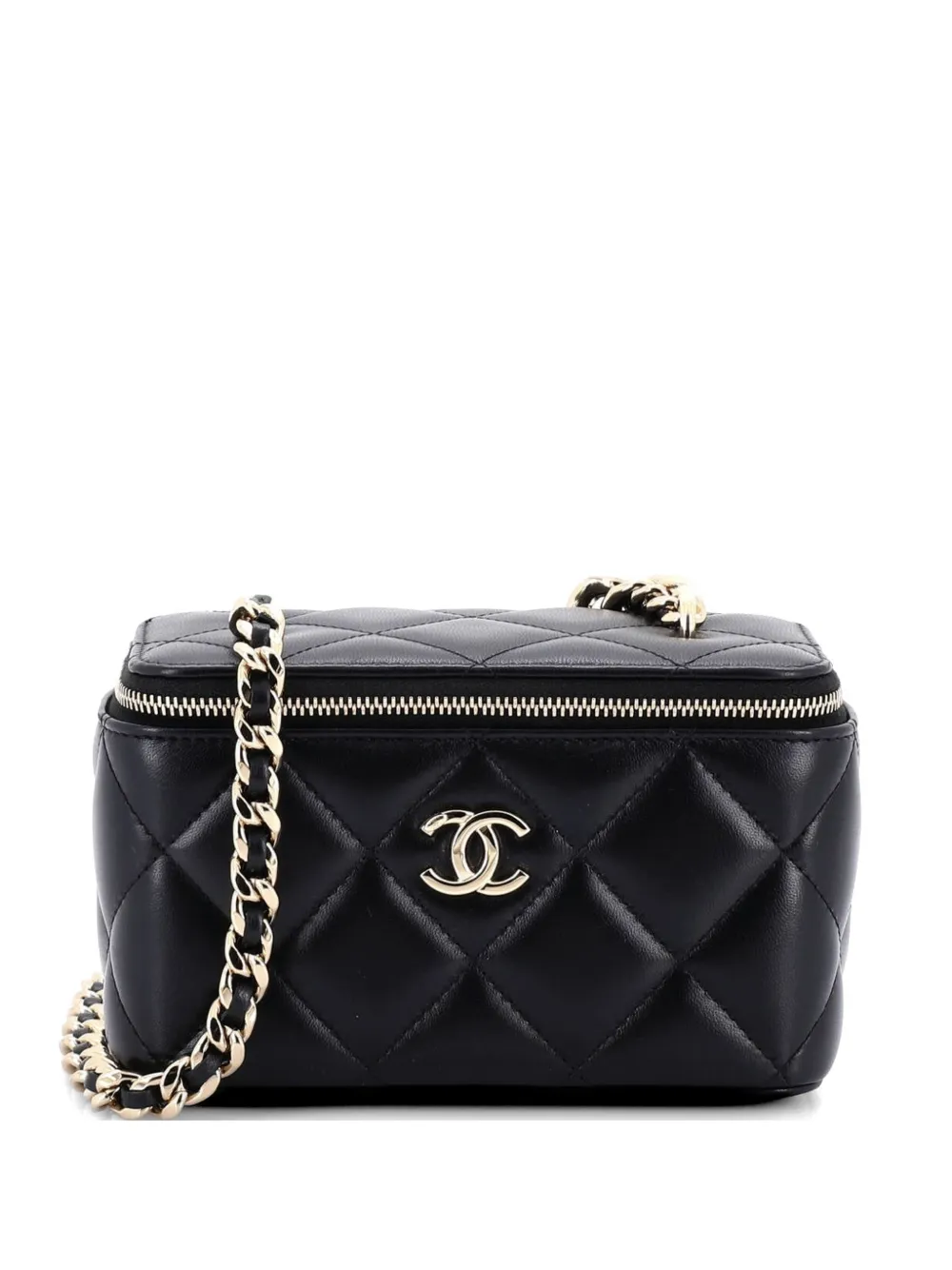 CHANEL Pre-Owned Resin Elegant Chain Vanity Case Quilted Lambskin Small crossbody bag - Nero