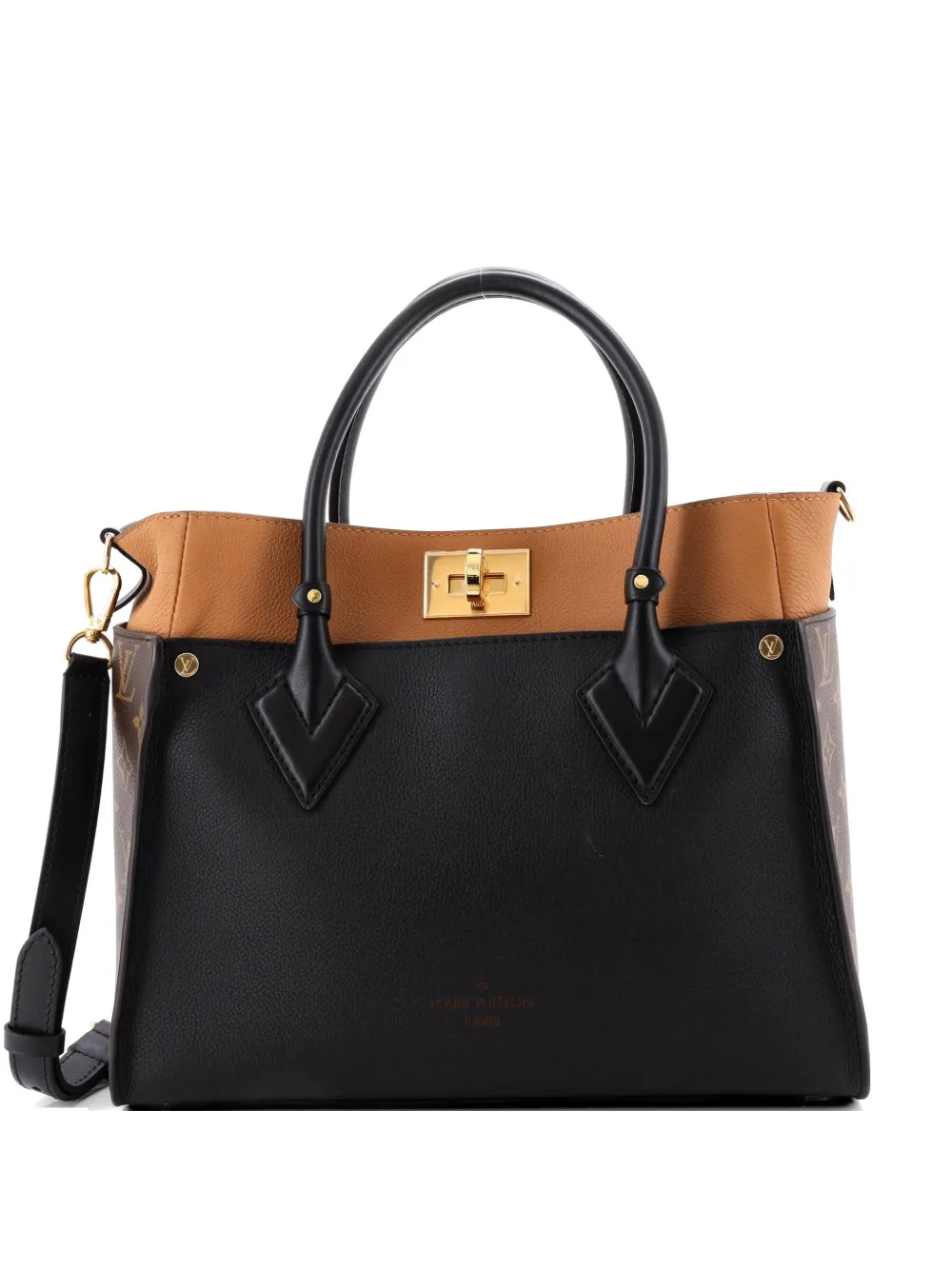 Louis Vuitton Pre-Owned On My Side Leather with Monogram Canvas MM tote bag - Nero