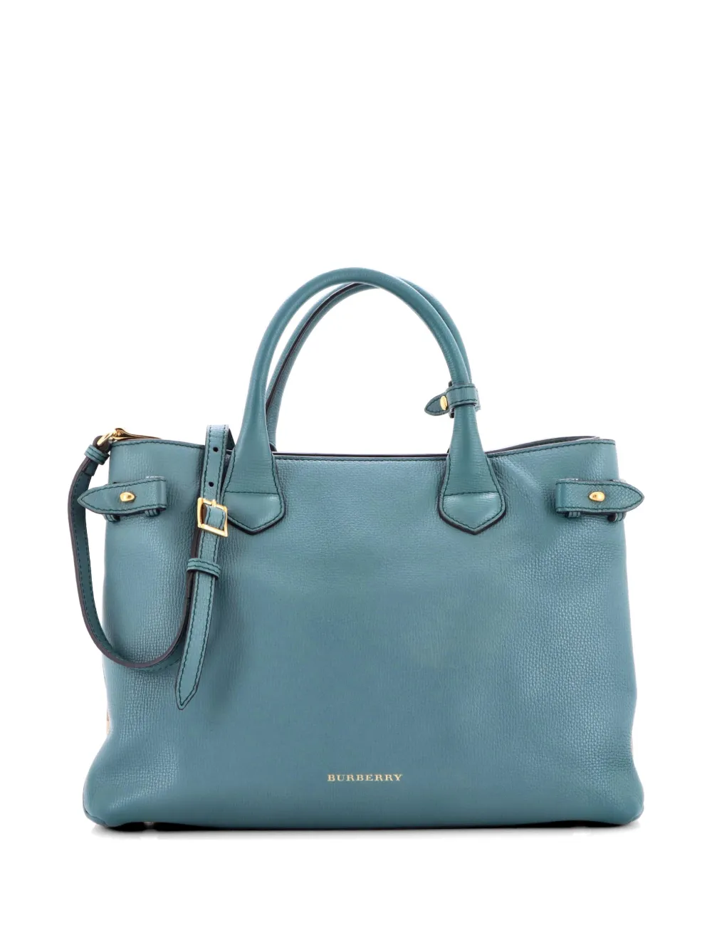 Burberry Pre-Owned Banner Tote Leather and House Check Canvas Medium satchel - Verde