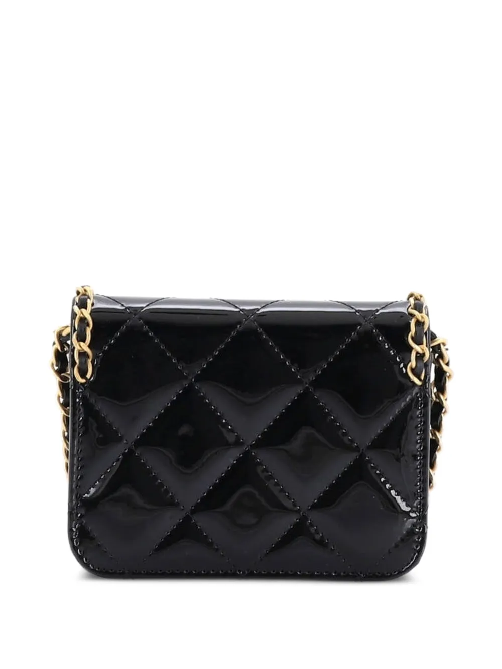  Chanel Pre-owned Bandolera Corazón Mini De Charol Con Diseño Acolchado, Solapa Y Correa De Cadena - Negro 