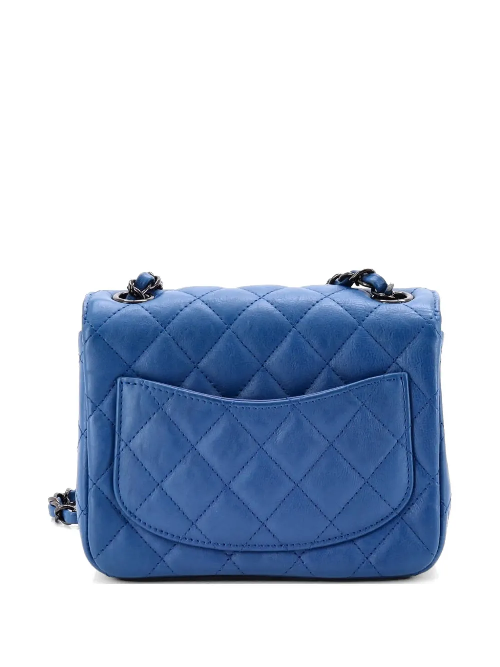 Chanel Pre-owned Borsa A Tracolla Square Classic Single Flap Bag Mini In Pelle Di Agnello Trapuntata - Blu 
