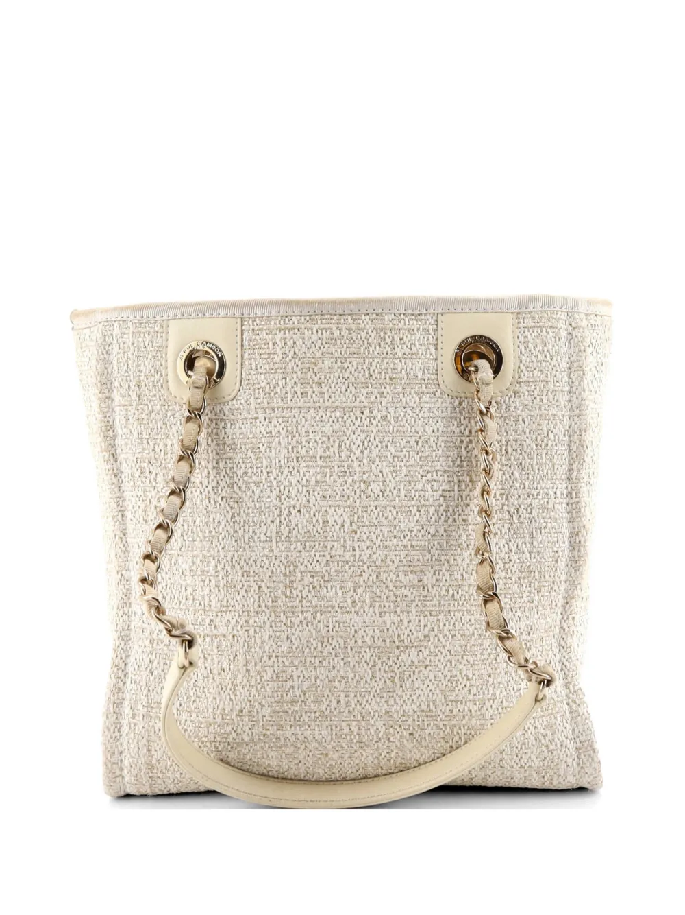 CHANEL Pre-Owned North South Deauville Tote Raffia with Glitter Detail Small shoulder bag - Nude