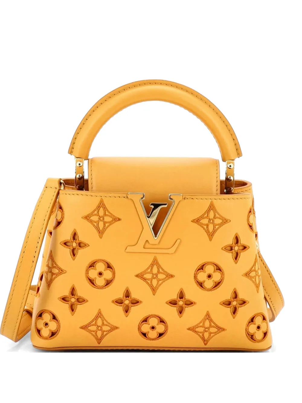 Louis Vuitton Pre-Owned Capucines Bag Monogram Cutout Broderie Leather Mini shoulder bag - Arancione