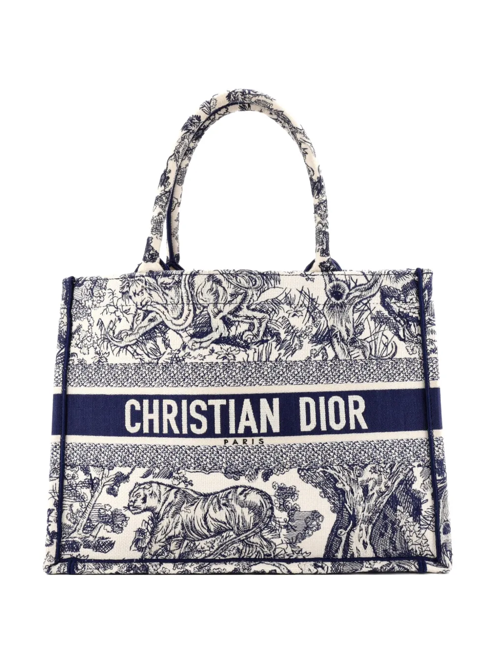 Christian Dior Pre-Owned Book Embroidered Canvas Medium tote bag - Blu