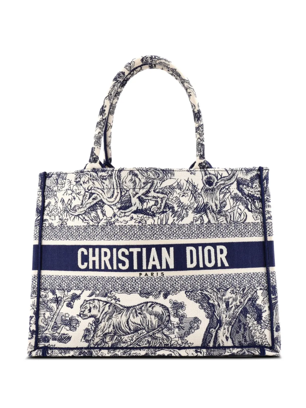 Christian Dior Pre-Owned Book Embroidered Canvas Medium tote bag - Blu