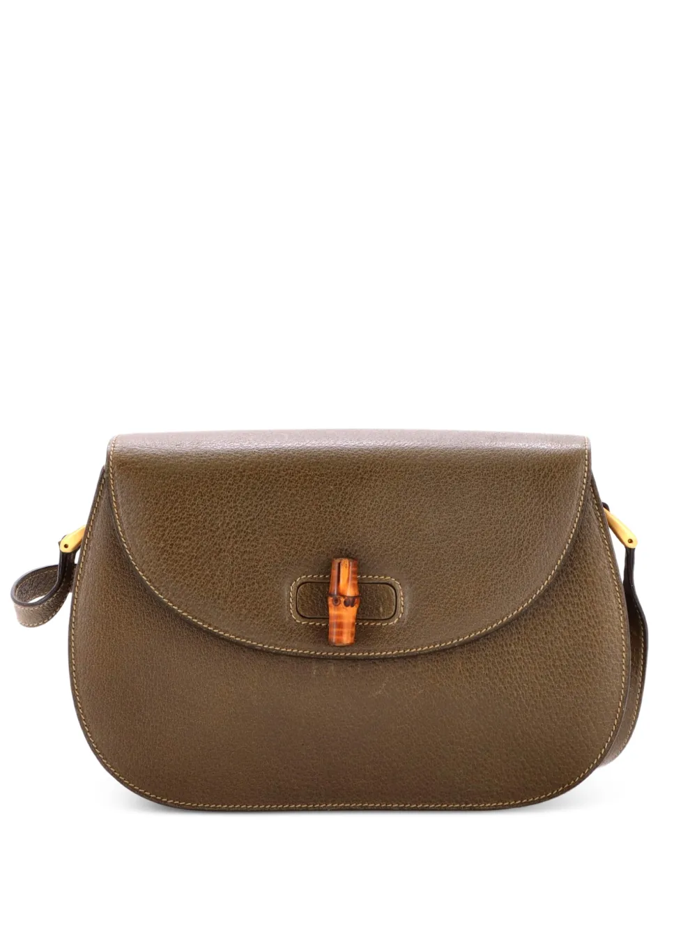 Gucci Pre-Owned Vintage Convertible Bamboo Top Handle Bag Leather Medium satchel - Green