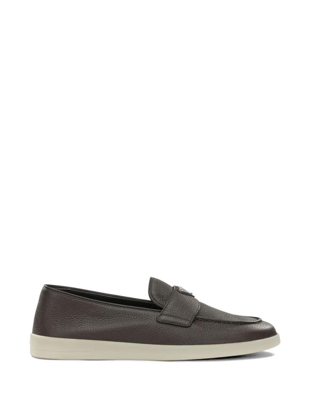 Prada logo-plaque leather loafers - Braun