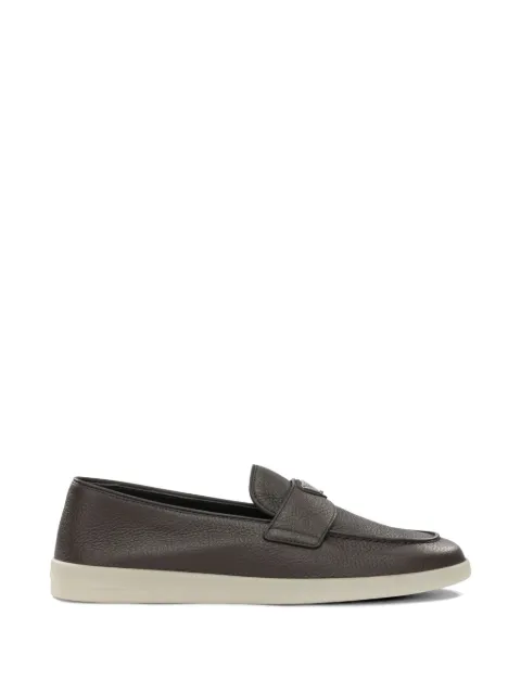 Prada logo-plaque leather loafers